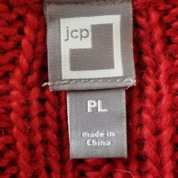 JCP Hi Low Red Open Weave Sweater Size Petite Large - Picture 4 of 7
